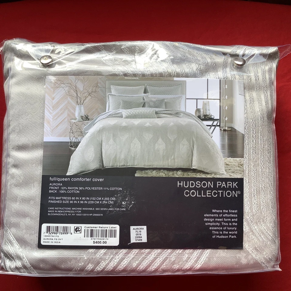 ¡Lujo! Funda Edredón Edredón Hudson Park Aurora Full Queen Plateada ¡Nueva! $400,00 Foto 3 de 4