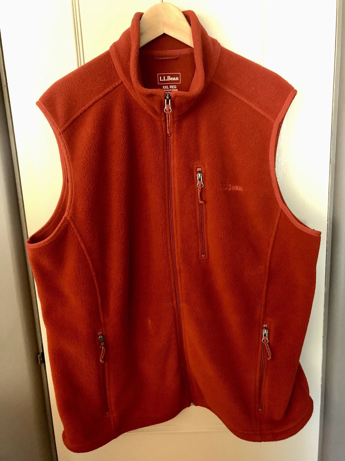 Red LL Bean Polartek Vest XXL Good Size Front Zip Hiking Outdoors Comfy Zippers