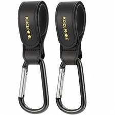 2 Pack Stroller Hooks Stroller Straps Diaper Bags Carabiner Clip Baby Black