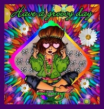 Have A Groovy Day Peace Love Heart Sunglasses Flip Flop Headband Flowers MAGNET