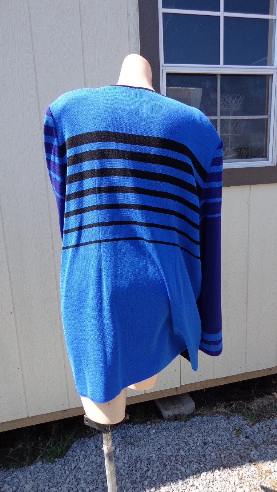 NICE Misook Multi Blue  Striped Front Zip Jacket … - image 6