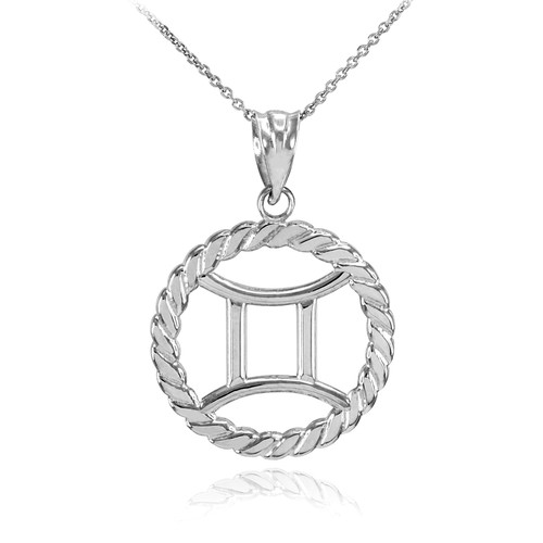 White Gold Gemini Zodiac Sign in Circle 