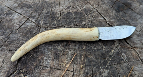 Vintage Mini Knife With Deer Antler Handle Handmade Bone Handle Hunting Knife