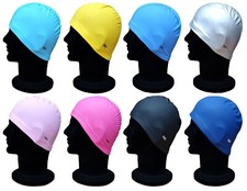 CHEX Mens Elasticated PU Anti Tear Easy Fit Plain Pull On Swimming Hat Swim Cap