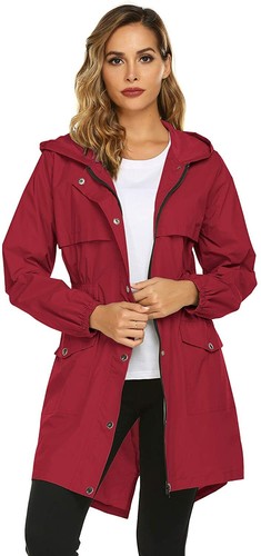 Womens Rain Coat Lightweight Hooded 