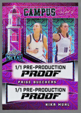 Paige Bueckers/Nika Muhl 2024 Leaf Metal WOS Campus Colors Pink Pulsar Proof 1/1
