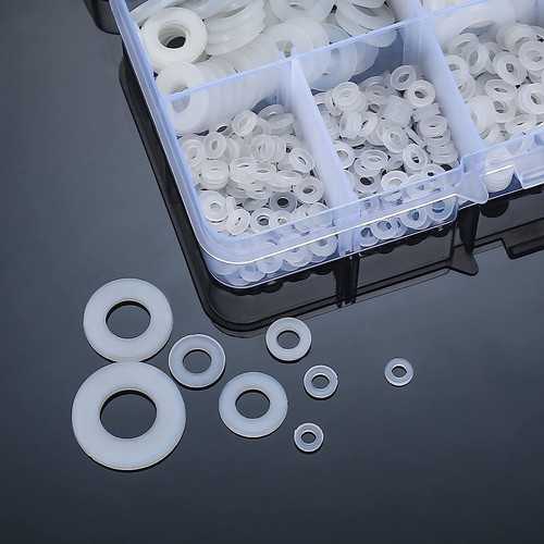 500 pz Lavatrici in nylon, Lavatrici piatte rotonde in plastica, Guarnizioni Lavatrice assortite - Foto 7 di 8