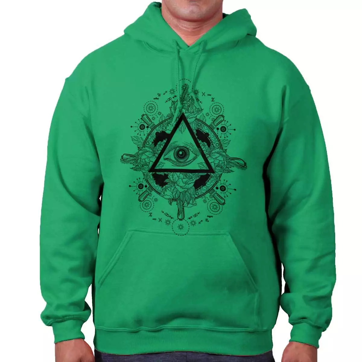 Triangle All-Seeing Eye Spiritual Graphic Adult Long Sleeve Hoodie  Sweatshirt