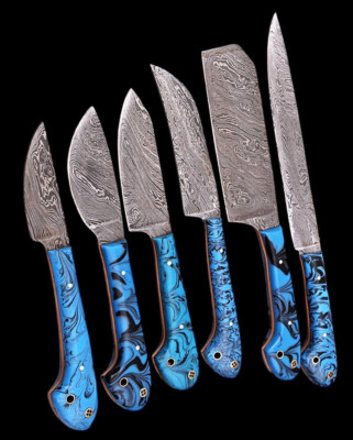 Custom Handmade CHEF KNIFE Set Kitchen Knives Cutlery Forged Damascus Steel 1702