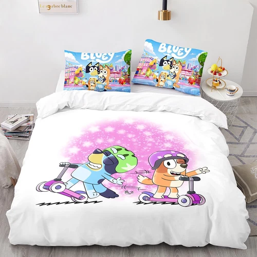 Bluey Funda Nórdica Caricatura 200x200 Funda de Almohada 80x80CM Juego de Ropa de Cama Infantil DE - Imagen 21 de 27