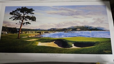 18th Hole Pebble Beach Golf Links by Richard Chorley Print 36'' x 19'' Limited