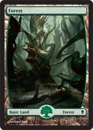 Forest (247) - Foil - Full Art Magic mtg Moderate Play, English Zendikar x1 - Picture 1 of 1