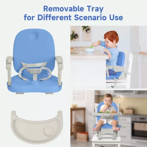 Travel Booster Seat w/ Tray Adjustable Folding High Chair Children Baby Armchair - Picture 50 of 78