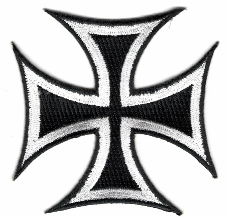 IRON CROSS BLACK AND WHITE IRON ON PATCH Biker Retro Goth Punk Symbols