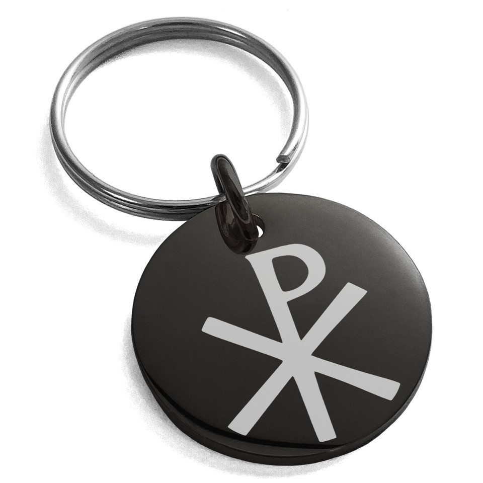 Stainless Steel Chi Rho Christogram Symbol Charm Necklace or Keychain ...