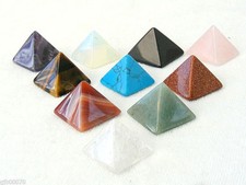 Gemstone Pyramid Point Hand Carved Crystal Clear Quartz Aventurine Goldstone