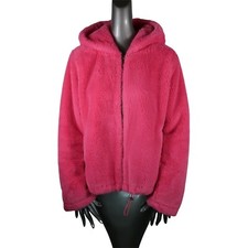 Apparis New Faux Fur Pink Hooded Zip Jacket Coat 2xl Nwot Xxl