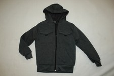 Boys DARK GRAY SWEAT JACKET Sherpa Lined ZIP UP HOODIE Chest Side Pockts 16-18
