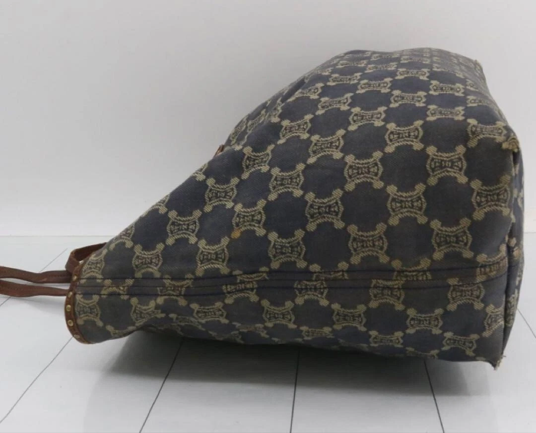 Borsa tote CELINE Paris Macadam logo trionfo tela pelle USATA originale #S2122