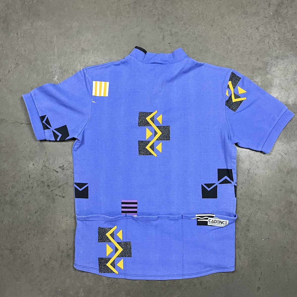 サイクルジャージ　cadence Vintage 80s Cadence Cycling Funky Print Jersey Shirt Blue L