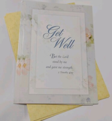 1 Get Well Soon Greeting Card with Envelope Recovery Sickness Surgery Scripture