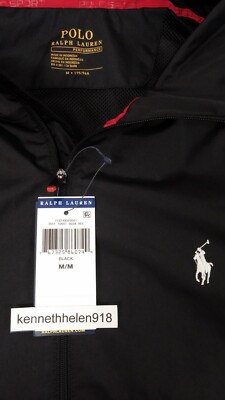 POLO RALPH LAUREN PERFORMANCE FULL ZIP WINDBREAKER JACKET BLACK