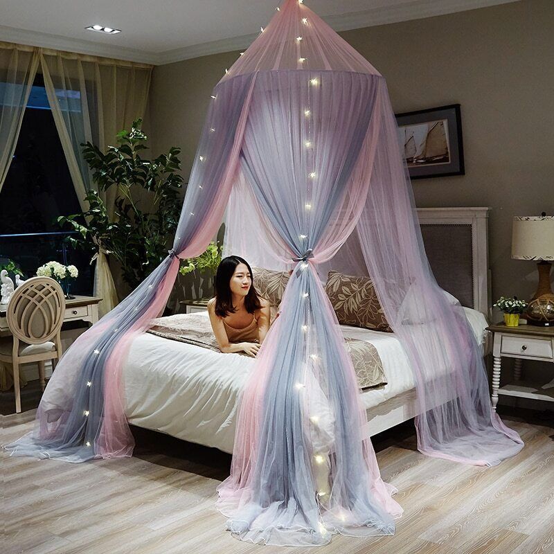Princess Style Hanging Dome Mosquito Net Bed Canopy Double Layer