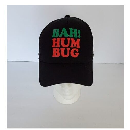 Neu mit Etikett Unisex "Bah Hum Bug" Urlaub Weihnachten schwarz Netz Truckermütze Kappe Erwachsene - Bild 1 von 7