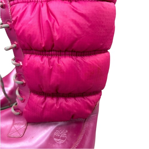 Timberland Girls Sz 6 Hot Pink Lace Up Side Zip Leather Winter Snow Boots - Picture 7 of 14