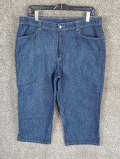 LL Bean Denim Capri Jeans Womens 16 Reg Blue Denim 100 Cotton High Rise Casual