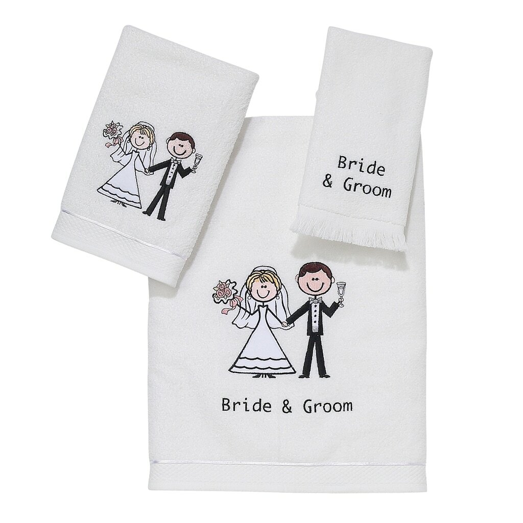 AVANTI BRIDE AND GROOM TOWEL SET NEW BATH HAND & FINGERTIP TOWELS eBay