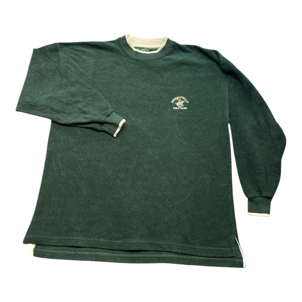 Винтажный 90-х Beverly Hills PoloClub толстовка Sport пуловер зеленый размер L вышитый - Изображение 2 из 4