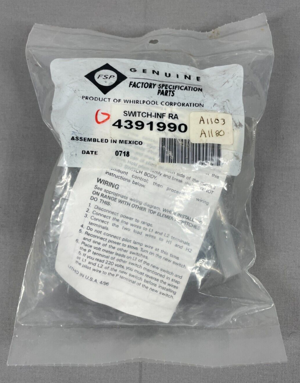 FSP 4391990 Range Electric Infinite Switch Kit