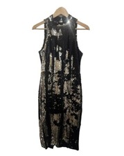 Zara -Size SMALL - Gorgeous Black Gold Sequin Evening Wear Sexy Date Xmas Dress