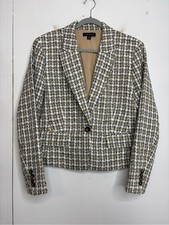 Ann Taylor Blazer Womens 12 One Button Tweed Structured Office Career Business