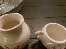 MWW World Market Cream and Lidded Sugar Bowl Set Ceramic - Lilac Flowers