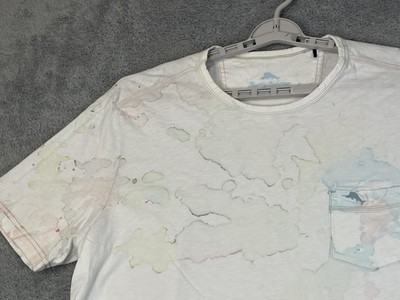 Tommy Bahama T Shirt Mens 2XL White Pocket T Tie Dye Paint Splatter Artsy Casual