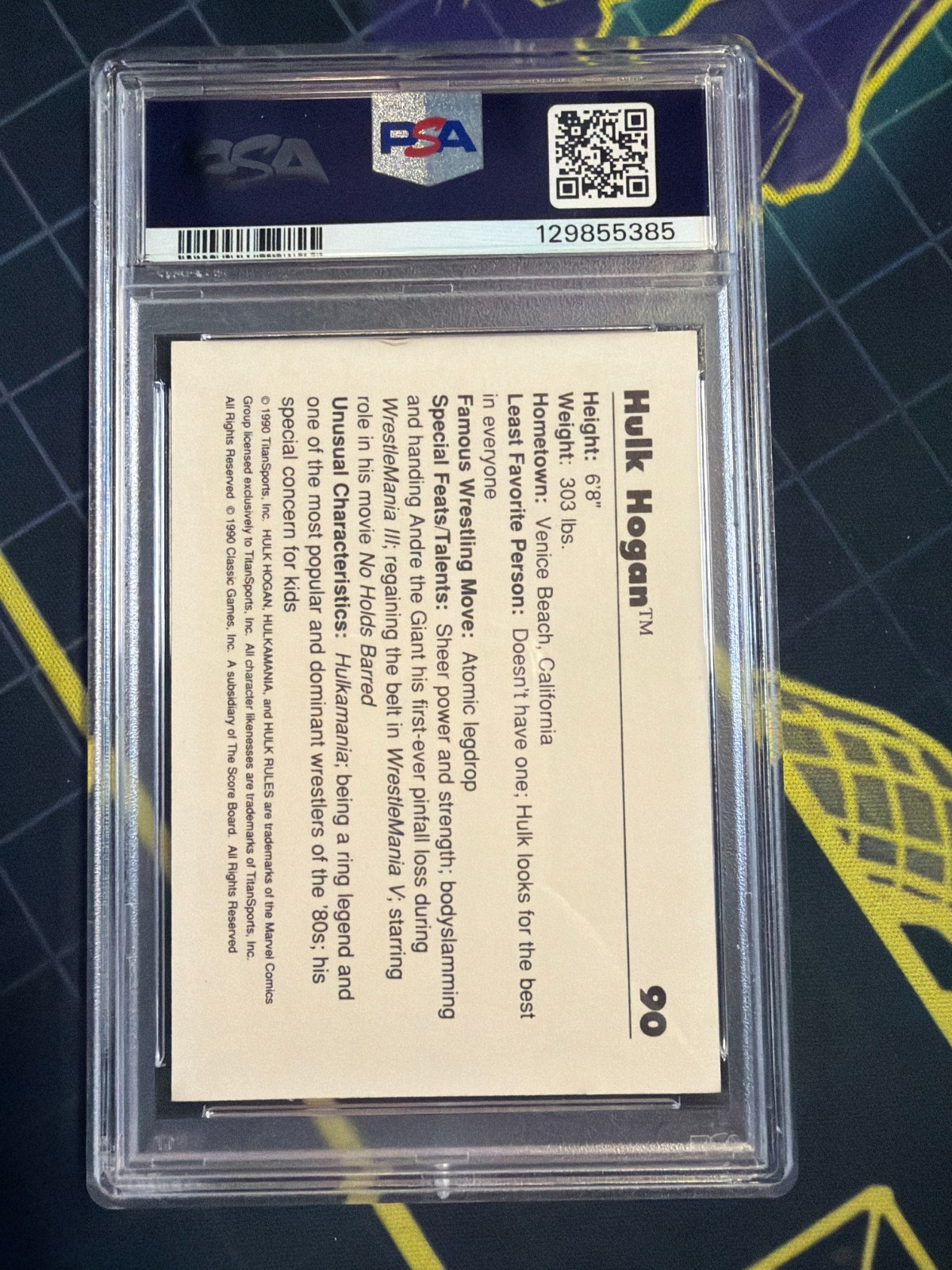 PSA 4 1990 Classic WWF Hulk Hogan #90 Wrestling Card WWE Vintage view 2