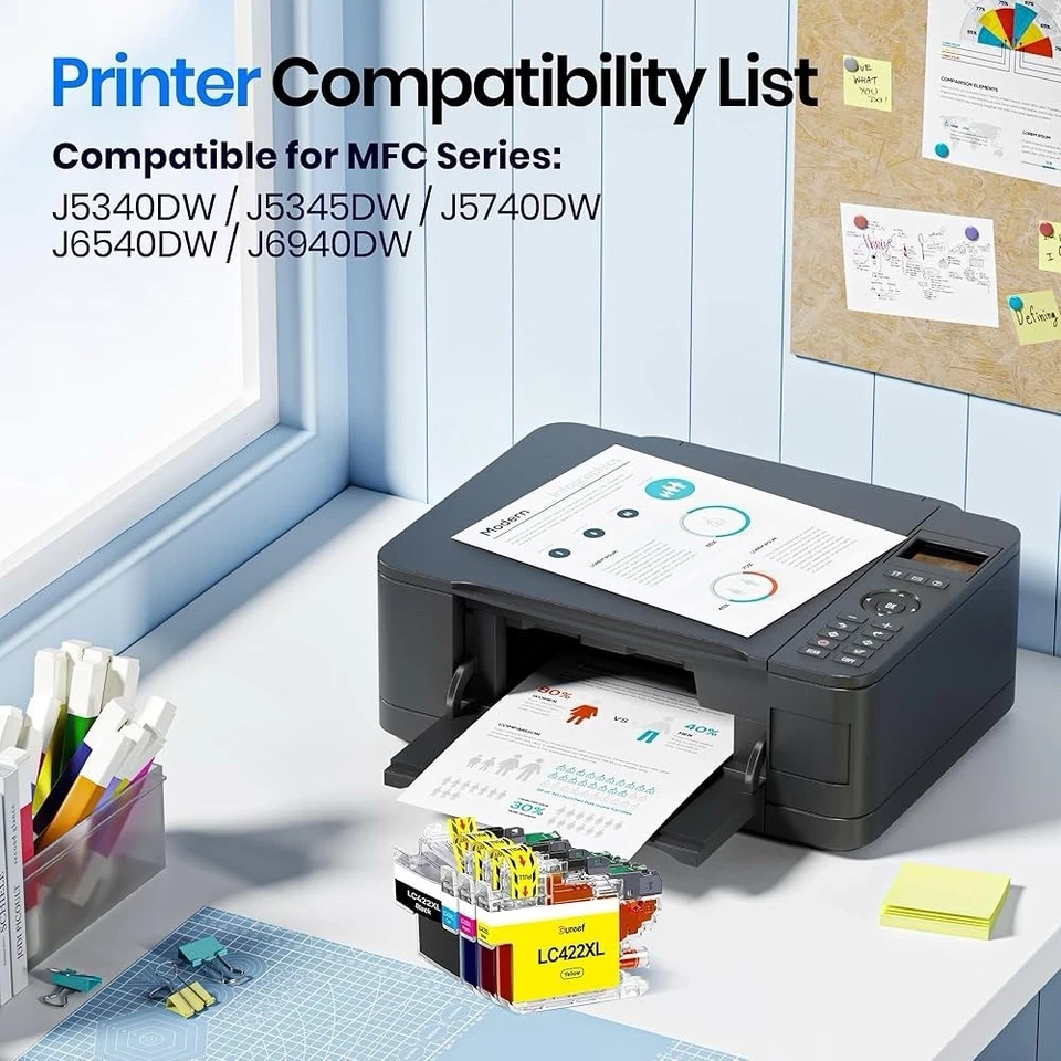 Compatible LC422XL Ink Cartridges for Brother MFC-J5340DW J6940DW 4 Pack  - Image 2 of 4