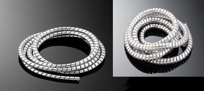 Pair (2) Chrome Spiral Cable Wraps, Wire Tidy 1/4 in. + 3/8 in. Motorbike/Trike