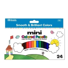 BAZIC Pack of 24 Mini Colored Pencils, Set for Art Drawing Sketching