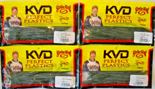 Lot of 4 STRIKE KING KVD PERFECT PLASTICS 6.5" FINESSE WORM WATERMELON/RED FLAKE