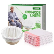 Commode Liners 120PCS Bedside Commode Liners Disposable-Portable Toilet Bags ...