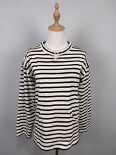 Saint James Origin Striped Pattern Drawstring Neck Women's Cotton Sweater Sz S
