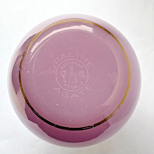 Antique Baccarat Lavender Pink Opaline Agate Small Dresser Bud Vase Gilded Drops - Picture 18 of 20
