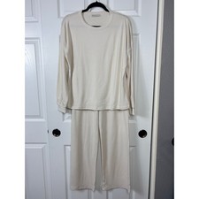 Zenana Cream Soft Lounge 2 Piece Set Size S NWOT Long Sleeve Pullover and Pants