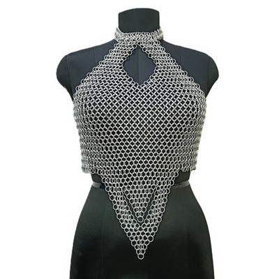 Women's Medieval Aluminum Chainmail Top for Renaissance Faire LARP Cosplay Armor