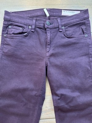 Rag & Bone Jeans Womens 27 Burgundy Purple Skinny Stretch Tencel Blend W15020337