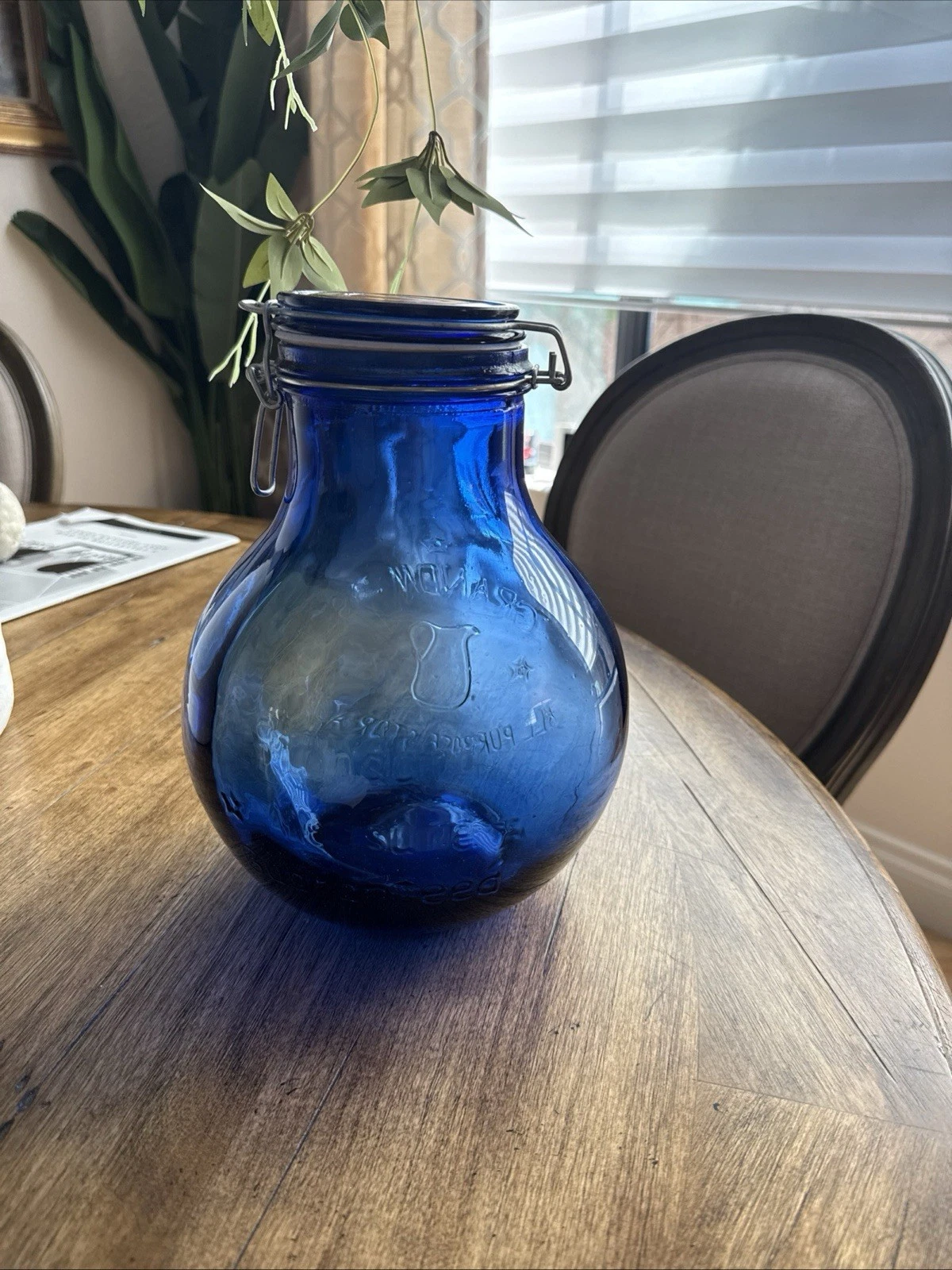 VTG COBALT BLUE GLASS JAR EMBOSSED "GRANDMAS ALL PURPOSE STORAGE"
Opens in a new window or tab