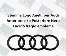 Stemma Anelli Compatibile per Audi Nero Lucido ABS – Logo Anteriore Posteriore